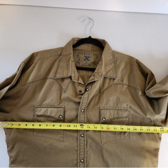 Twenty X Tan Corduroy Pearl Snap Western Button Down Shirt Slim Fit Mens XXL - Picture 12 of 14